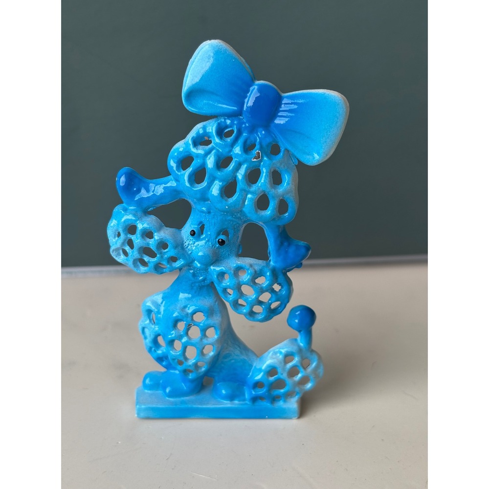 Vintage Revere Mfg USA Cast Metal Poodle Jewerly Earring Tree Storage Figurine
